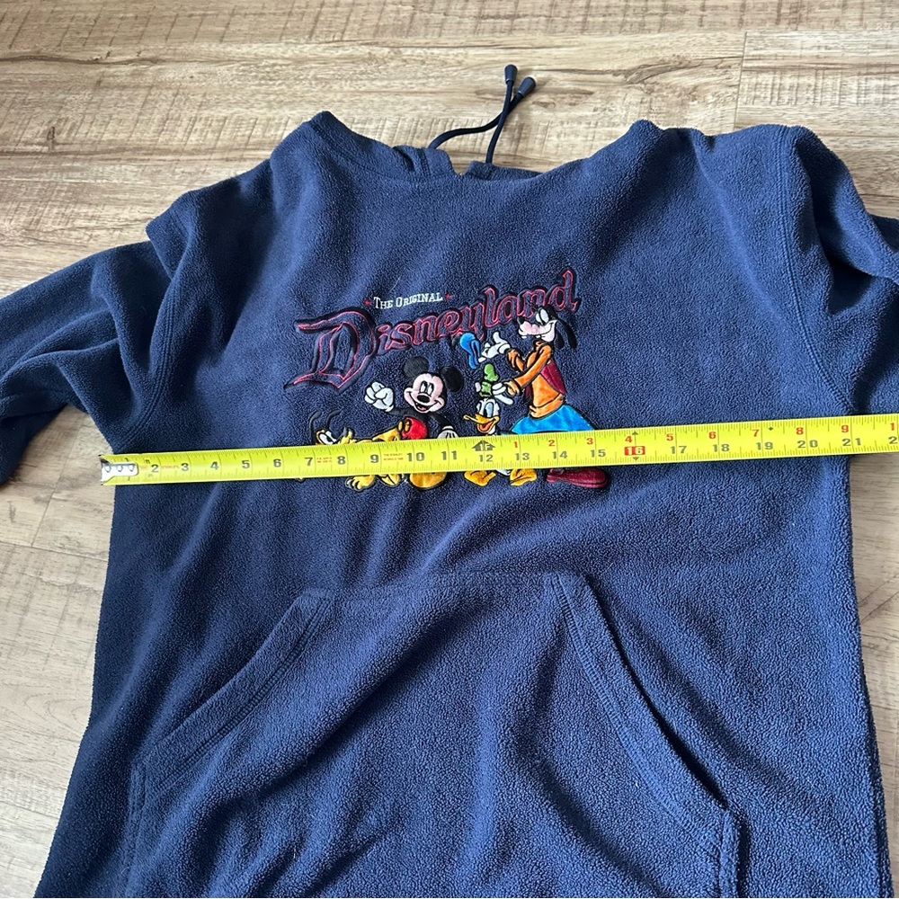 Vintage Disneyland hoodie blue fleece pocket mens small Mickey Mouse goofy Pluto - Picture 7 of 8